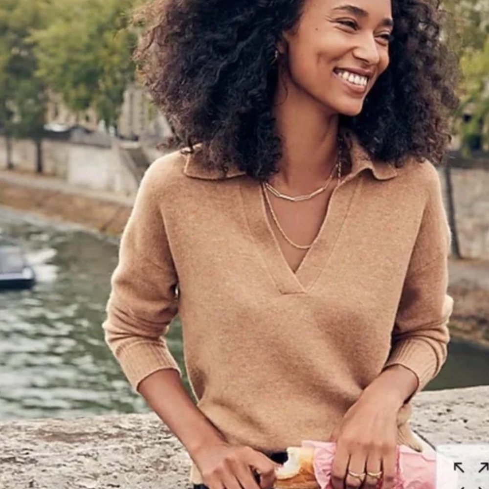 J. Crew Women's V-Neck Sweater in Camel